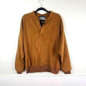 Zero Restriction Men's Faux Brown Suede Outerwear Golf Pullover Jacket SZ Large